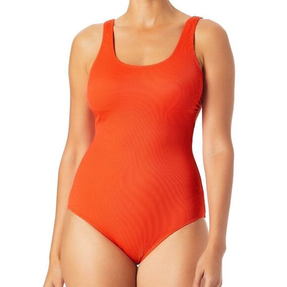 Catalina Other - Catalina Swimwear Orange Ribbed Padded Scoop Full Coverage One Piece Swimsuit